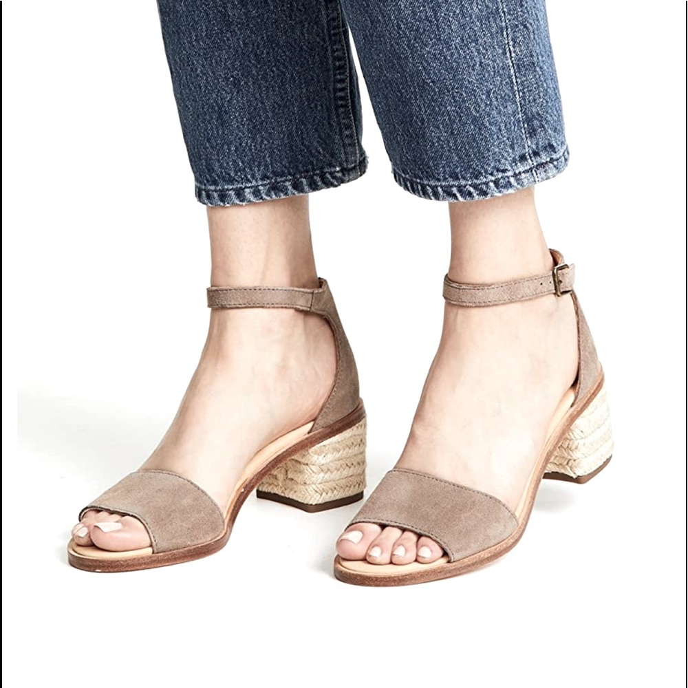 Soludos Suede Mid-heel Sandals + Jute-Wrapped Heel